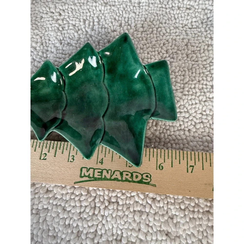 VTG 1976 Set of 2 Nesting Christmas Trees Green‎ Ceramic